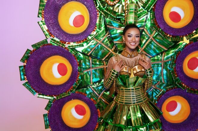 Trang phục dân tộc “Ai tét hông” được Kim Duyên mang đến Miss Universe 2021